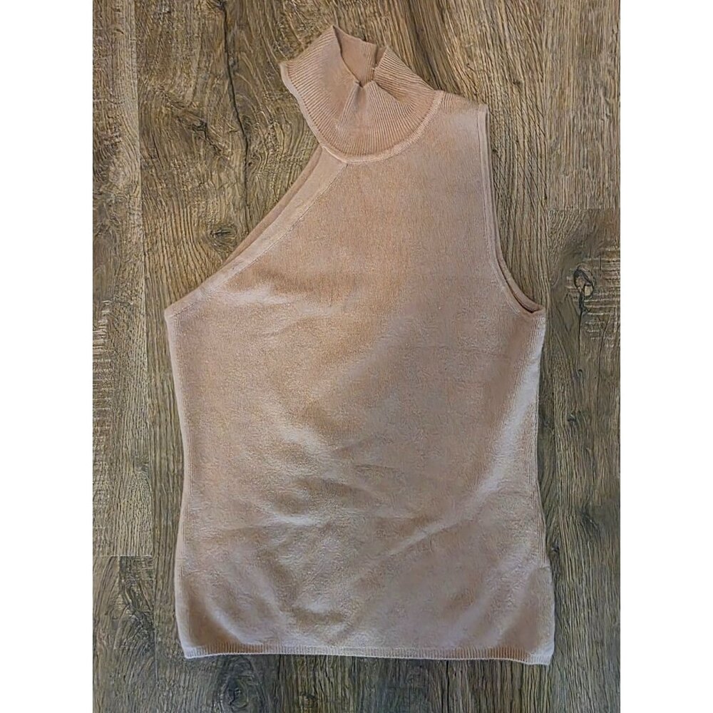 Superdown Revolve Beige One Shoulder Mock Sleeveless Tank Top S Neutral Soft
